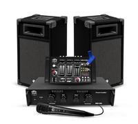 Kit Sonorisation 300W Bm Sonic BMS-DJ300-USB-BT Enceintes Ampli Table de Mixage Bluetooth USB, Microphone Câblages+Clé USB 32G