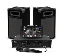 Kit Sonorisation 300W Bm Sonic BMS-DJ300-USB-BT Initiation DJ Enceintes Ampli Table de Mixage Bluetooth USB, Microphone Câblages