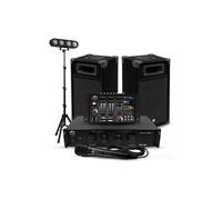 Kit Sonorisation et lumière 300W BMS-DJ300-USB-BT Initiation DJ Enceintes Ampli Table de Mixage Bluetooth USB, Micro