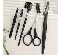 Kit Sourcils 4 Pièces - Brosse, Peigne et Ciseaux de Précision pour Taille, Épilation et Entretien des Sourcils