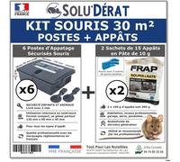 Kit souris 30 m² avec 6 postes d'appâtage sécurisés et 2 sachets de 150g d'appâts en pâte - SOLU'DÉRAT
