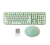 Kit Souris Clavier 2.4 Ghz sans Fil, Ensemble Clavier et Souris 104 Touches Support ergonomie Clavier de Bureau pour Ordinateur/PC/Ordinateur Portable/Mac(Couleur mélangée Verte)