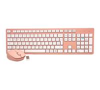 Kit Souris Et Clavier sans Fil Rose Layout Allemand Qwertz Avec Boutons Blancs