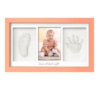 Kit Souvenir Empreinte et Empreinte Bébé - Impressions pour Enfants - Cadre Photo Duo Nouveau-né -Kit d'art de Mémoire - Cadres Photo de Bébé Douche (Salmon)