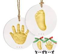 Kit souvenir Ornement avec empreinte de main pour bébé - Ornements personnalisés pour nouveau-né - Chevalet pour kit souvenir d'art de bébé - Cadeaux Perfect Baby Shower (Gold Paint)