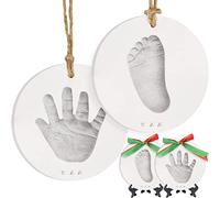 Kit souvenir Ornement avec empreinte de main pour bébé - Ornements personnalisés pour nouveau-né - Chevalet pour kit souvenir d'art de bébé - Cadeaux Perfect Baby Shower (Silver Paint)
