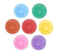 Kit souvenir pour empreintes de main de bébé - Tampon encreur pour mains et pieds - Argile douce - Accessoires en mousse moelleuse - Accessoires pour enfants (7 couleurs)