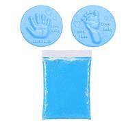 Kit souvenir pour empreintes de mains de bébé - Tampon encreur pour mains et pieds - Argile douce - Accessoire en mousse moelleuse - Bleu