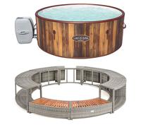 Kit Spa et mobilier rond Bestway 180cm Coloris - Gris, Modèle - Spa Helsinki Airjet 5-7 places et mobilier rond 180cm