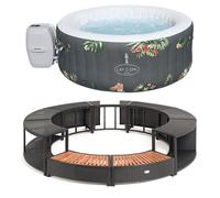 Kit Spa et mobilier rond Bestway 180cm Coloris - Noir, Modèle - Spa Aruba Airjet 2-3 places et mobilier rond 180cm