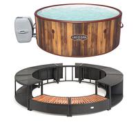 Kit Spa et mobilier rond Bestway 180cm Coloris - Noir, Modèle - Spa Helsinki Airjet 5-7 places et mobilier rond 180cm