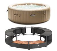 Kit Spa gonflable Intex et mobilier rond 200cm Modèle - Spa Sahara 4 places et mobilier rond 200cm, Coloris mobilier - Noir