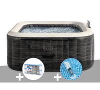 Kit spa gonflable Intex PureSpa Ardoise carré Bulles 4 places + 6 filtres + Aspirateur