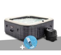 Kit spa gonflable Intex PureSpa Ardoise carré Bulles 4 places + Aspirateur