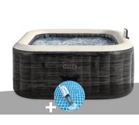 Kit spa gonflable Intex PureSpa Ardoise carré Bulles 4 places + Aspirateur