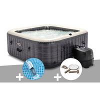 Kit spa gonflable Intex PureSpa Ardoise carré Bulles 4 places + Kit d'entretien + Aspirateur