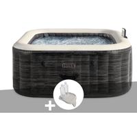 Kit spa gonflable Intex PureSpa Ardoise carré Bulles 4 places + Porte-verre