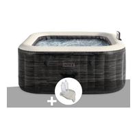 Kit spa gonflable Intex PureSpa Ardoise carré Bulles 4 places + Porte-verre