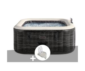 Kit spa gonflable Intex PureSpa Ardoise carré Bulles 4 places + Porte-verre