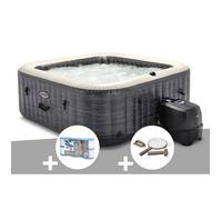 Kit spa gonflable Intex PureSpa Ardoise carré Bulles 6 places + 6 filtres + Kit d'entretien