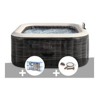 Kit spa gonflable Intex PureSpa Ardoise carré Bulles 6 places + 6 filtres + Kit d'entretien