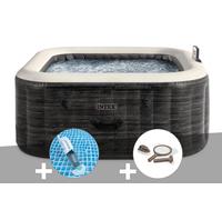 Kit spa gonflable Intex PureSpa Ardoise carré Bulles 6 places + Aspirateur + Kit d'entretien