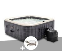 Kit spa gonflable Intex PureSpa Ardoise carré Bulles 6 places + Kit d'entretien
