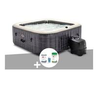 Kit spa gonflable Intex PureSpa Ardoise carré Bulles 6 places + Kit traitement brome