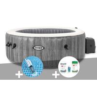 Kit spa gonflable Intex PureSpa Baltik rond Bulles 4 places + Aspirateur + Kit de traitement brome