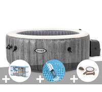 Kit spa gonflable Intex PureSpa Baltik rond Bulles 6 places + 6 filtres + Aspirateur + Kit d'entretien