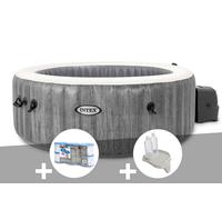 Kit spa gonflable Intex PureSpa Baltik rond Bulles 6 places + 6 filtres + Porte-verre