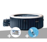 Kit spa gonflable Intex PureSpa Blue Navy rond Bulles 4 places + 6 filtres + Aspirateur