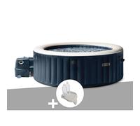 Kit spa gonflable Intex PureSpa Blue Navy rond Bulles 4 places + Porte-verre