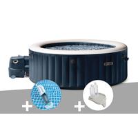 Kit spa gonflable Intex PureSpa Blue Navy rond Bulles 6 places + Aspirateur + Porte-verre