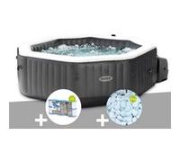 Kit spa gonflable Intex PureSpa Carbone octogonal Bulles et Jets 4 places + 12 filtres + 5 kg de sel 6 G