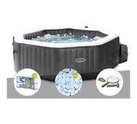 Kit spa gonflable Intex PureSpa Carbone octogonal Bulles et Jets 4 places + 12 filtres + 5 kg de sel + Kit d'entretien