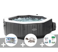 Kit spa gonflable Intex PureSpa Carbone octogonal Bulles et Jets 4 places + 12 filtres + Kit traitement brome + Kit d'entretien