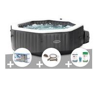 Kit spa gonflable Intex PureSpa Carbone octogonal Bulles et Jets 4 places + 12 filtres + Kit traitement brome + Kit d'entretien