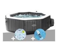 Kit spa gonflable Intex PureSpa Carbone octogonal Bulles et Jets 4 places + 5 kg de sel + Aspirateur