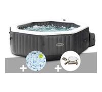 Kit spa gonflable Intex PureSpa Carbone octogonal Bulles et Jets 4 places + 5 kg de sel + Kit d'entretien