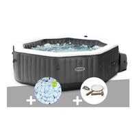Kit spa gonflable Intex PureSpa Carbone octogonal Bulles et Jets 4 places + 5 kg de sel + Kit d'entretien