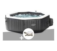 Kit spa gonflable Intex PureSpa Carbone octogonal Bulles et Jets 4 places + Kit d'entretien Noir G