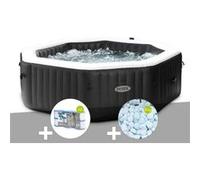 Kit spa gonflable Intex PureSpa Carbone octogonal Bulles et Jets 6 places + 12 filtres + 5 kg de sel