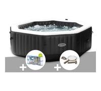 Kit spa gonflable Intex PureSpa Carbone octogonal Bulles et Jets 6 places + 12 filtres + Kit d'entretien Noir G