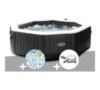 Kit spa gonflable Intex PureSpa Carbone octogonal Bulles et Jets 6 places + 5 kg de sel + Kit d'entretien