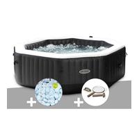 Kit spa gonflable Intex PureSpa Carbone octogonal Bulles et Jets 6 places + 5 kg de sel + Kit d'entretien