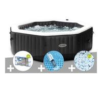 Kit spa gonflable Intex PureSpa Carbone octogonal Bulles et Jets 6 places + 12 filtres + 5 kg de sel + Aspirateur