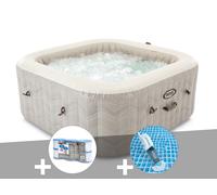 Kit spa gonflable Intex PureSpa Chevron carré Bulles 4 places + 6 filtres + Aspirateur