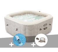 Kit spa gonflable Intex PureSpa Chevron carré Bulles 4 places + Aspirateur + Kit d'entretien