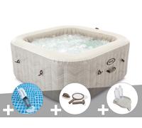 Kit spa gonflable Intex PureSpa Chevron carré Bulles 4 places + Aspirateur + Kit d'entretien + Porte-verre
